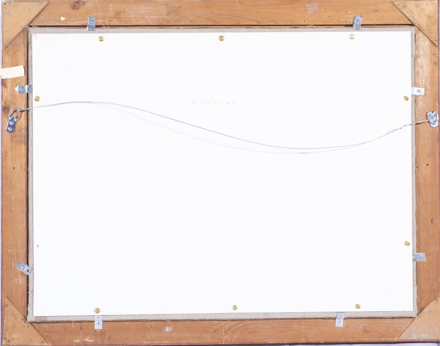 Verso of the framed work - wooden stretcher and pencilled inventory mark