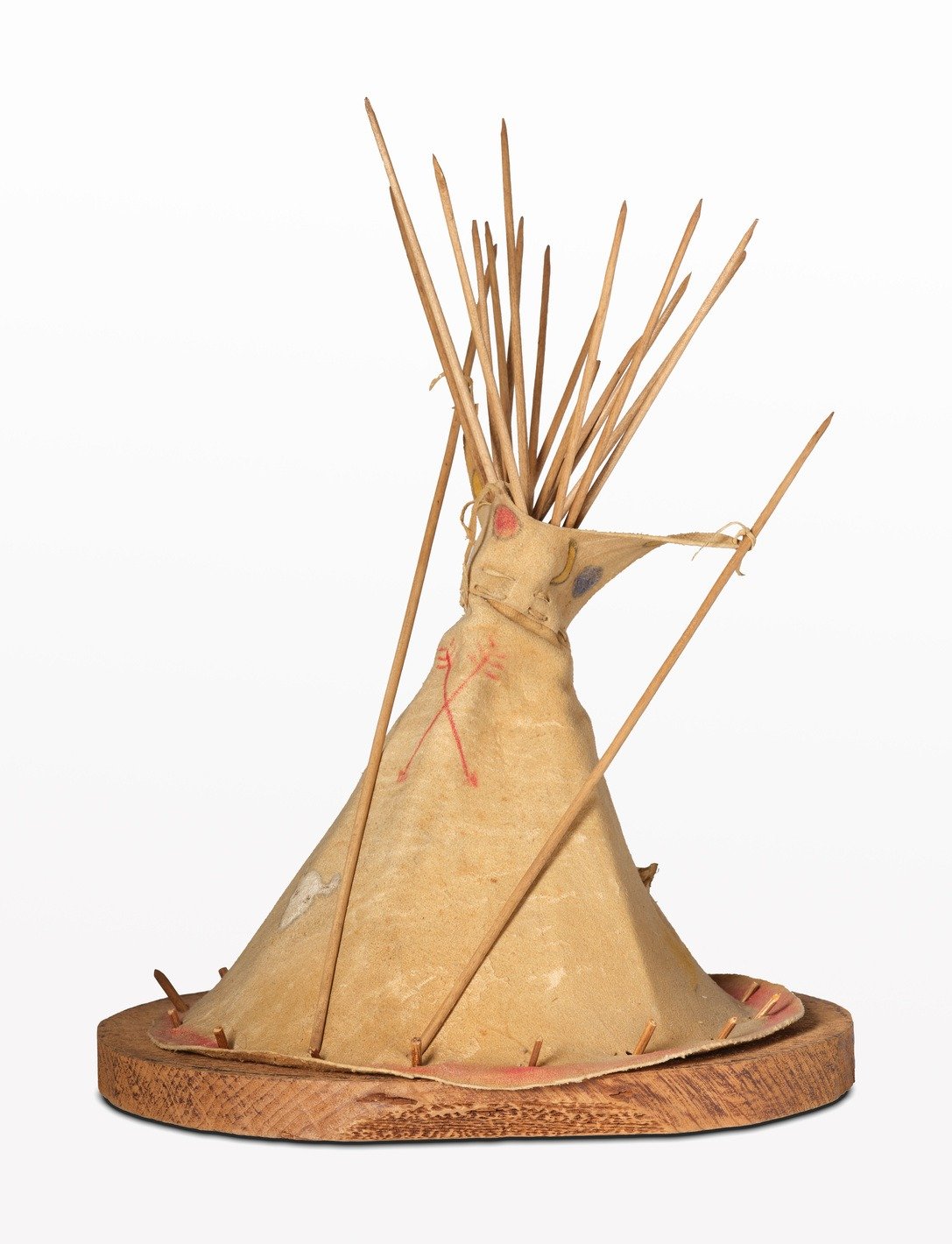 Painted Teepee - side view with crossed arrows and white handprint